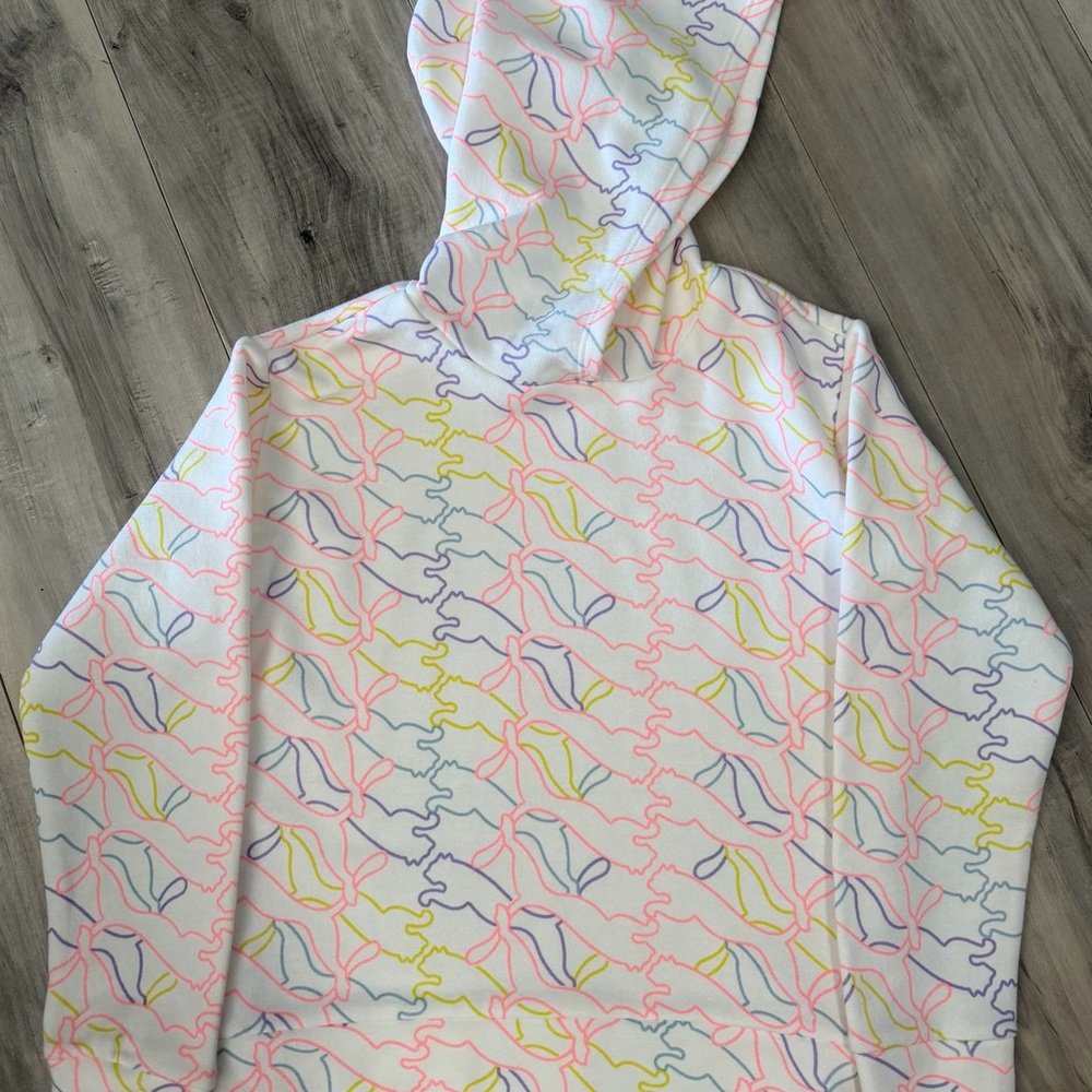 Puma White Hoodie with Neon Pink Yellow Blue Scribble Print